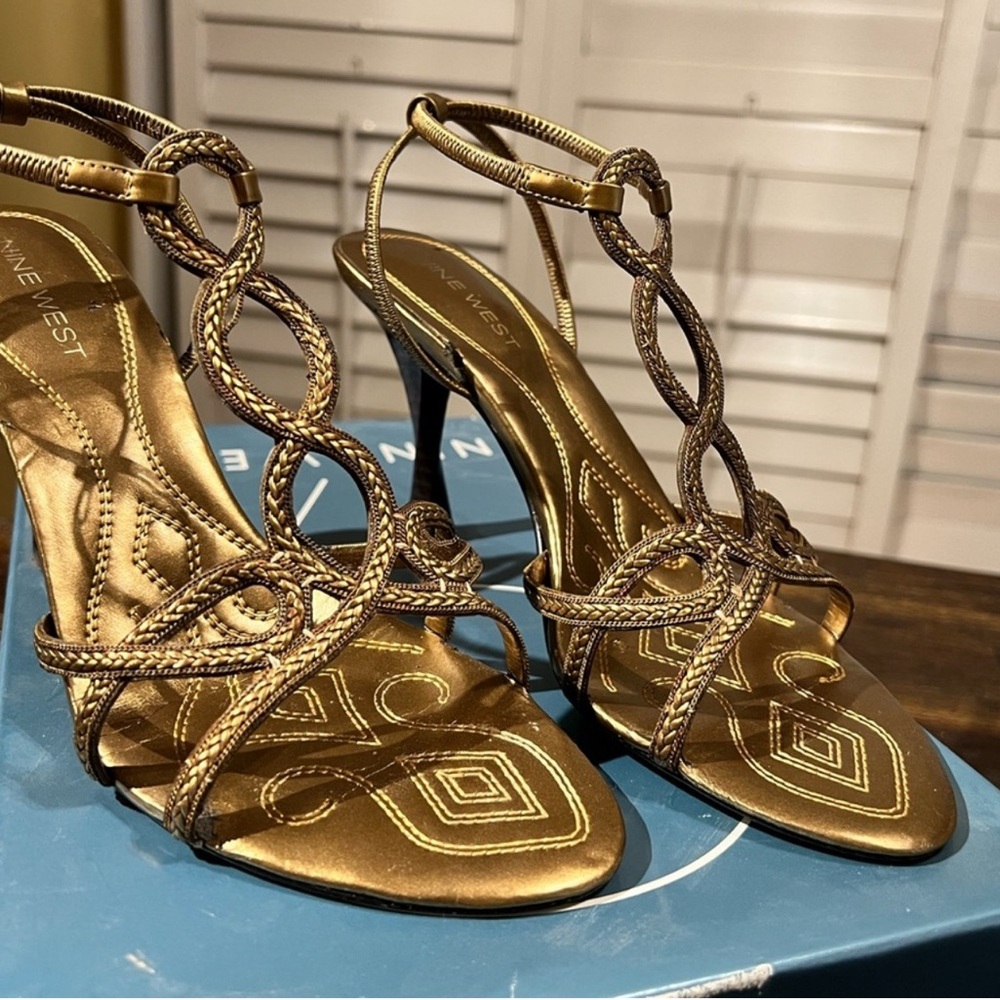Nine West Gold Strappy Heels